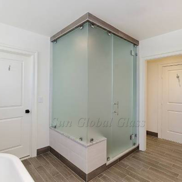 8mm acid etched tempered glass shower door, 8mm frosted toughened bathroom glass, 8mm safety shower glass 