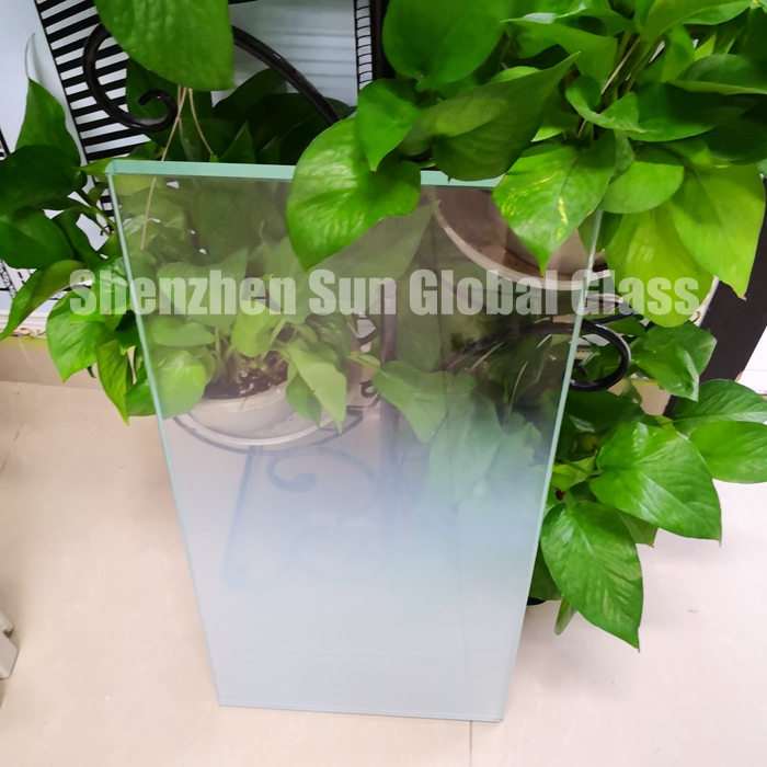 21.52mm gradient tempered laminated glass, white gradient laminated glass, China glass supplier, tempered gradient glass, 10+10 low iron gradient glass, acid etched gradient glass, gradient glass price, gradient PVB laminated glass