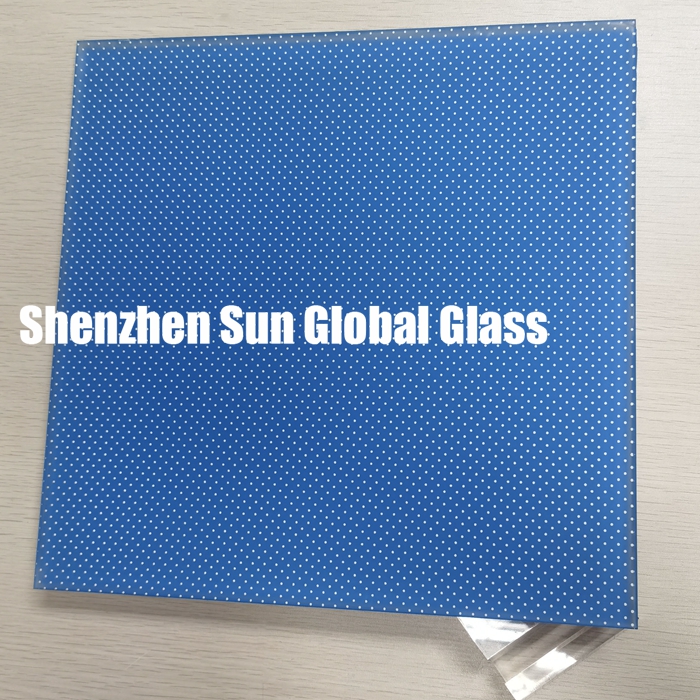12.28mm opaque anti slip blue laminated floor glass