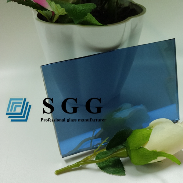 6mm dark blue solar energy saving glass, blue building glass, 6mm blue coated glass panel, heat resistant reflective glass, 6mm heat reflective glass.