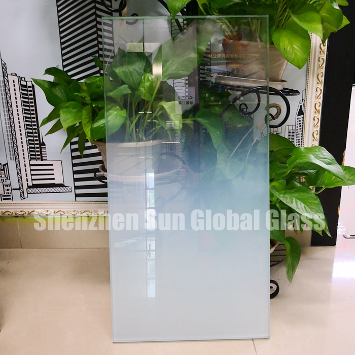 gradient glass, 1010.4 gradient laminated glass, white gradient glass, laminated glass, 21.52mm low iron gradient glass, gradient acid etched glass