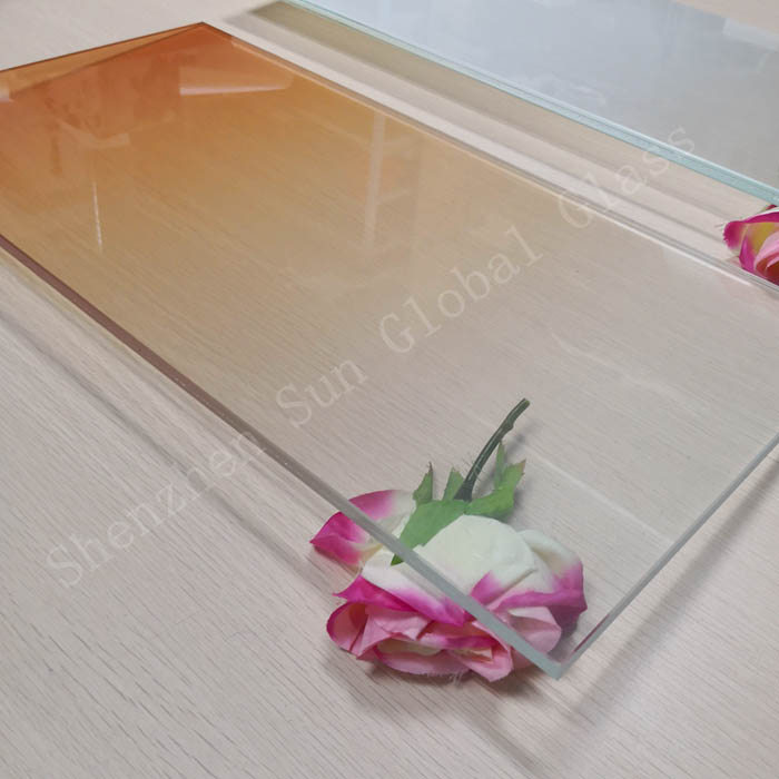 Printed gradient color tempered glass, gradient acid etched glass, tempered gradient glass, gradient glass price, China glass supplier, 66.4 colored laminated glass