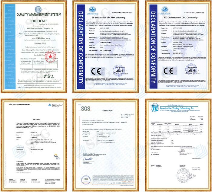 shower door certificates