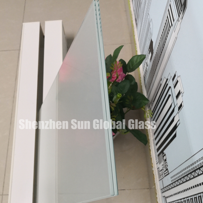 6+6mm frosted PVB laminated glass, 1/2 inch acid etched toughened laminated glass, 66.4 translucent ESG VSG glass CE certified glass factory
