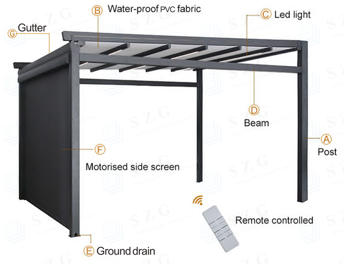 SZG Swimming Pool Retractable Awning Cover