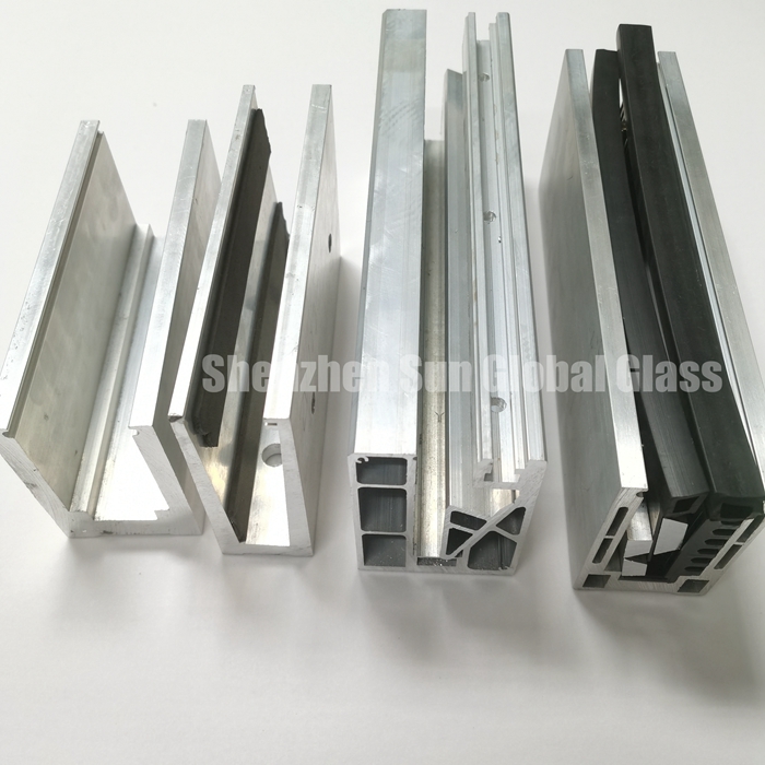Aluminium U channel for railing glass