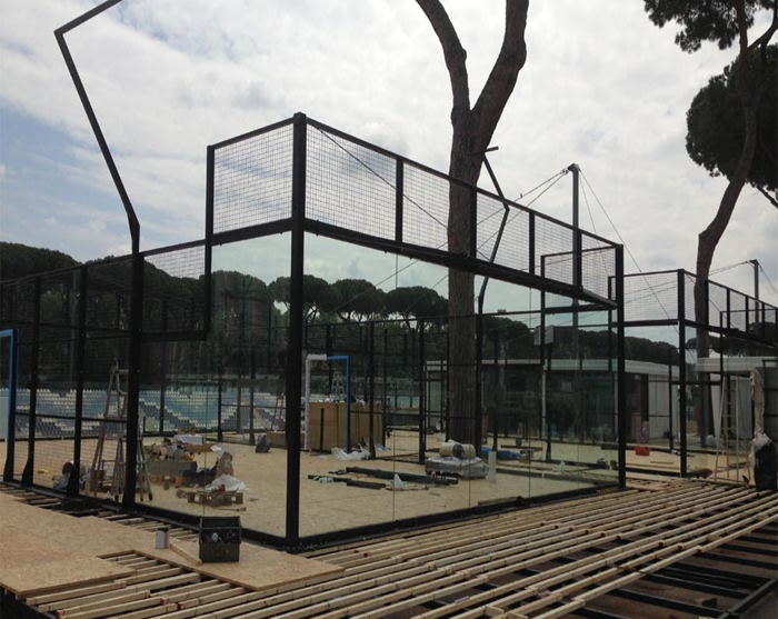 12 mm klare, gehärtete Glaswand für den Zaun des Tennispadelplatzes, 12 mm transparentes Hartglas für den Baldachin des Tennispadelplatzes im Freien, 1/2 Zoll dickes ESG-Glas für den Tennispadelplatz
