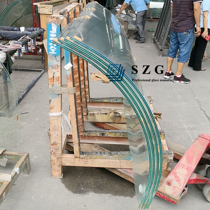 Corrimão de vidro moderado laminado curvado 13.52mm, 664 vidros laminados temperados curvados PVB claros para a balaustrada, fabricante de vidro laminado da segurança de 6 + 6mm