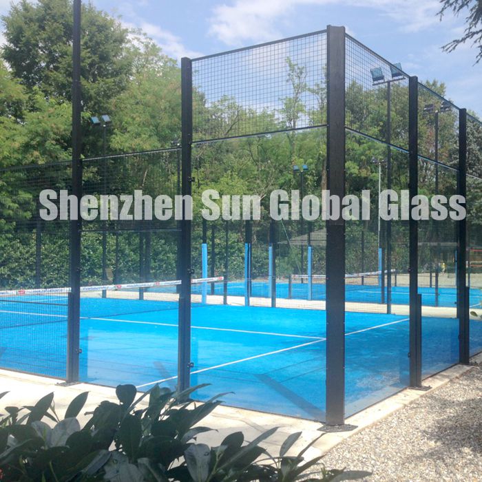 13,52 mm gehärtetes Verbundglas für Padelplätze, CE- und SGCC-zertifizierte 6 mm + 6 mm klare, gehärtete Sandwichglas-Paddelplätze, 66,4 ESG VSG-Tennisplätze