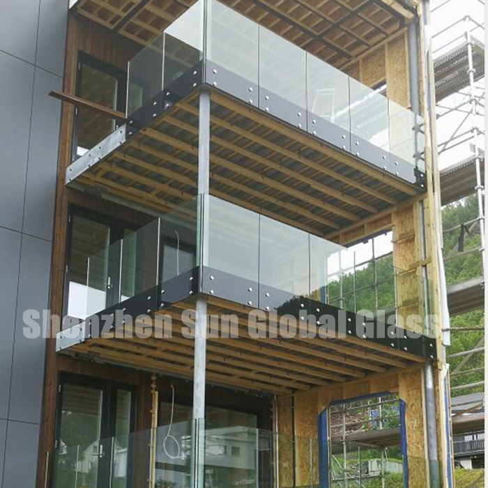 21.52mm silk screen printed tempered laminated glass balustrade, 1010.4 printed toughened laminated glass railing, 10+1.52+10 ESG VSG ceramic frit glass balustrade