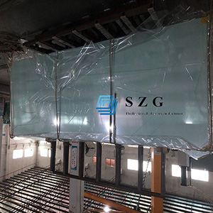 25.52mm thick extra clear tempered laminated with digital printed gradient glass panel, 12+12mm+1.52mm SGP tempered laminated glass.