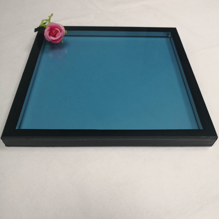 28mm verre bleu low E  double vitrage, verre trempé bleu 8mm + verre isolant trempé Low E  de 8mm +, unité de double vitrage ESG de 28mm