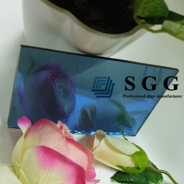 5mm dark blue reflective glass panel, 5mm blue reflective float   glass China factory, 5mm dark blue coated glass