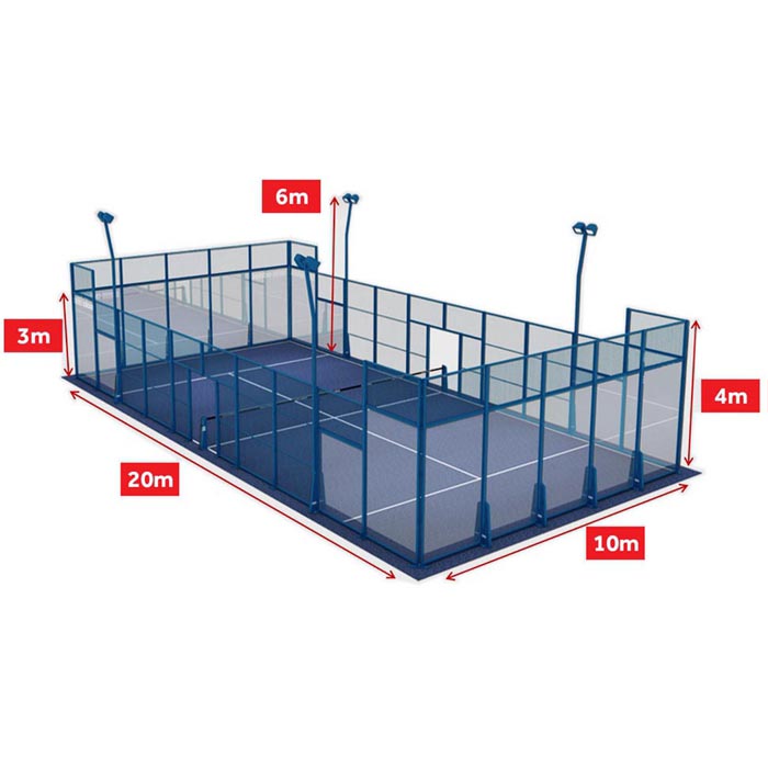 Prix de verre complet du court de tennis de padel standard CE, coût de tennis de court de padel portable complet en Chine, systèmes de construction de courts de padel intérieurs et extérieurs à vendre