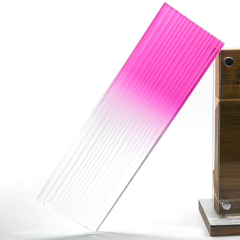 Fluted Design Glass Red Gradient Rippled Reeded Ribbed Patterned Figured Textured Laminated Glass For Decoration
