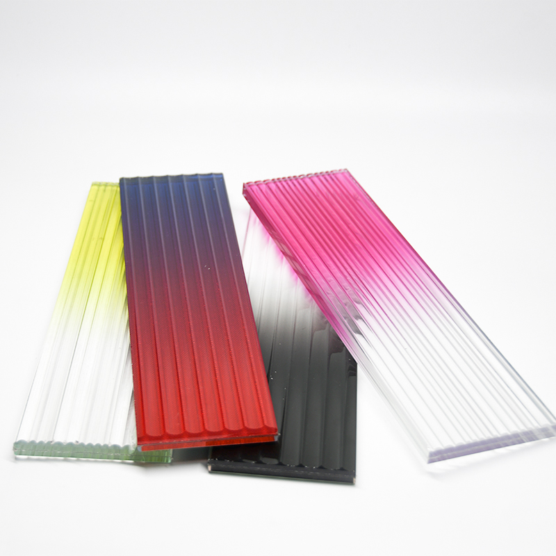 Fluted Design Glass Red Gradient Rippled Reeded Ribbed Patterned Figured Textured Laminated Glass For Decoration