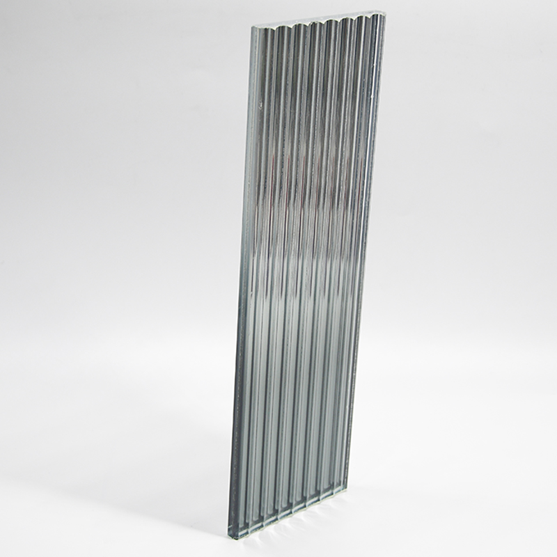 Fluted Design Glass Red Gradient Rippled Reeded Ribbed Patterned Figured Textured Laminated Glass For Decoration