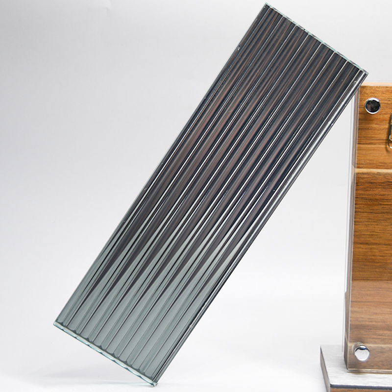 Fluted Design Glass Red Gradient Rippled Reeded Ribbed Patterned Figured Textured Laminated Glass For Decoration