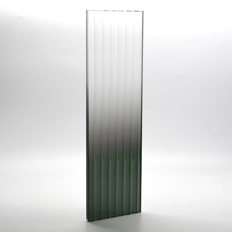 Fluted Design Glass Red Gradient Rippled Reeded Ribbed Patterned Figured Textured Laminated Glass For Decoration