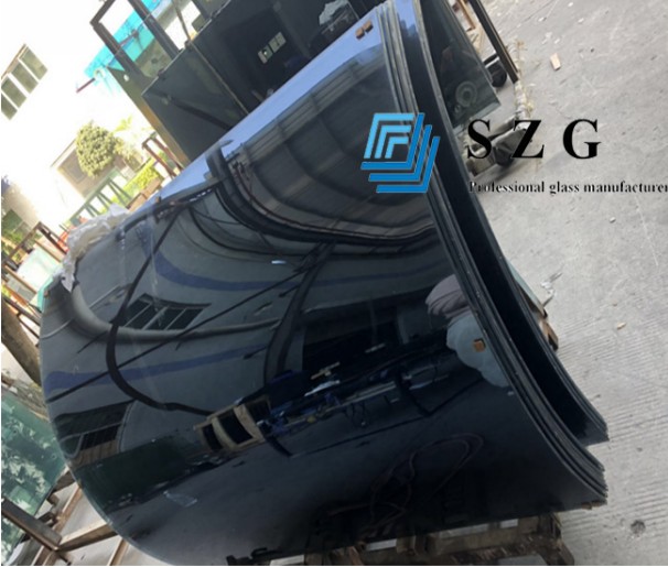 フォードブルーの曲面強化反射ガラスカーテンウォール、強化反射ガラスパネル、セーフティカラー強化反射ガラス。