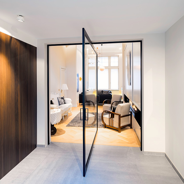 Großes Glas- und Eisenzählertür, 6 + 6 mm 8 + 8mm gehärtetes laminiertes Glassicherheitsschwenktür, Innen- und Außenglas-Schwenktür