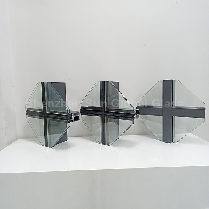 نافذة جدار ستارة مزدوجة منخفضة E المزدوج، واجهة بناء زجاج معزول مقاوم للصدأ