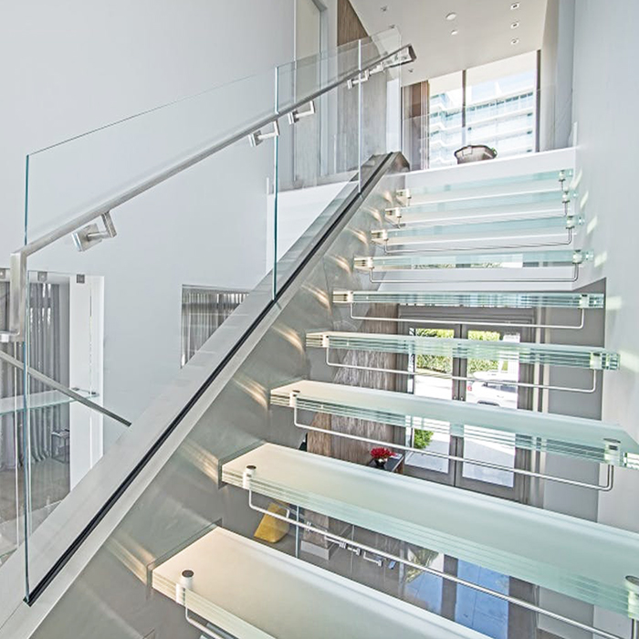 modern glass floating stairs design, floating laminated glass staircase structural, floating steps staircase with glass railing system