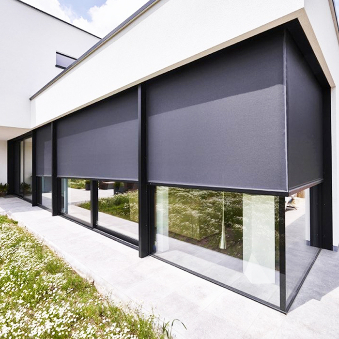 Toldo vertical de sombra horizontal retráctil, control remoto Sistemas de toldos de rollo de gota vertical, Sun Shade Side Sopl Window Persiana Revestimientos