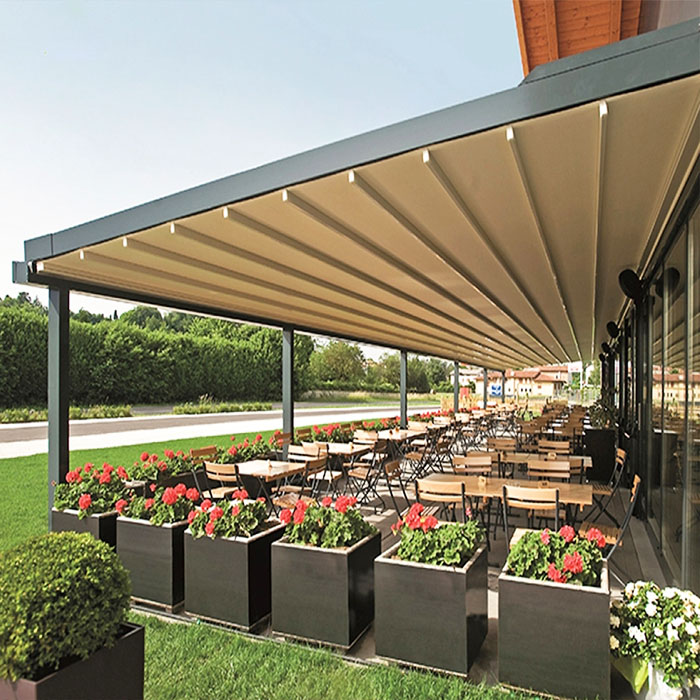 Pañuelo retráctil impermeable de PVC PERGOLA, Gazebo Pergola con techo y lados retráctiles, fundas de pérgola impermeables retráctiles motorizadas
