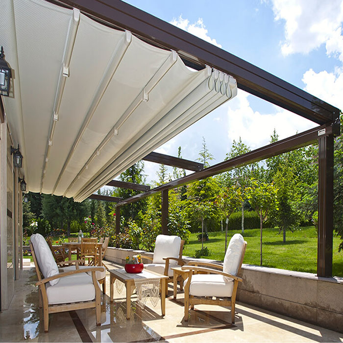 Pañuelo retráctil impermeable de PVC PERGOLA, Gazebo Pergola con techo y lados retráctiles, fundas de pérgola impermeables retráctiles motorizadas