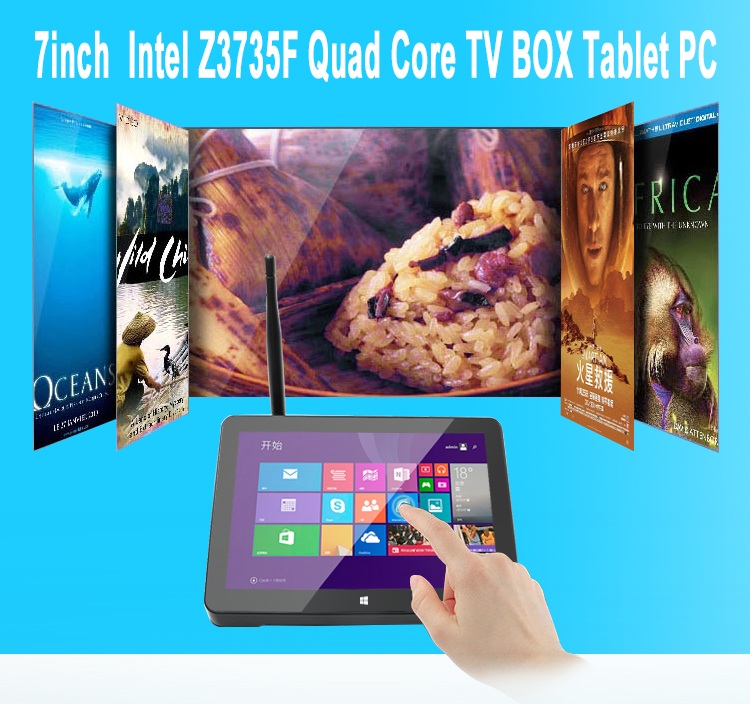 China 7 inch 1024*600 2G 16G Intel Z3735F Quad Core Windows 10  Android 4.4 TV Box Tablet PC manufacturer
