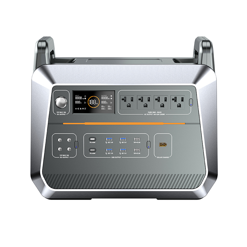 China Portable multifunctional charging power bank power station high capacity 2000W AC DC USB solar outdoor power supply manufacturer