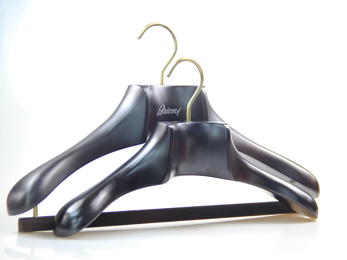 MSW-009 lusso nera in legno suit hanger per marchio Brioni