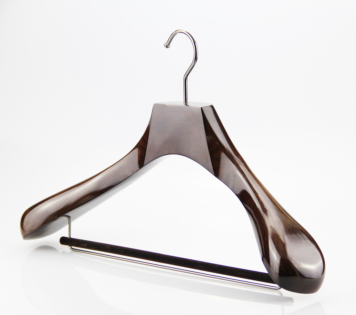 MSW-012 factory custom brand logo men suit wooden hanger with pant clips