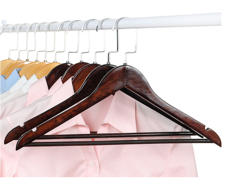 Cintre en bois plat noir MSW-021 pour la maison et l'hôtel