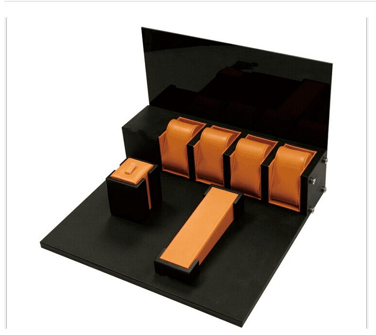 2016 watch display stand with custom logo dispaly counter wooden display stand wooden bangle dispaly case jewelry display set with clear window