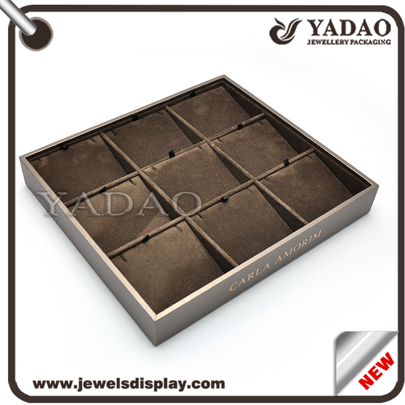 2017 new arrival custom gorgeous pu leather cover stackable jewelry display pendant tray