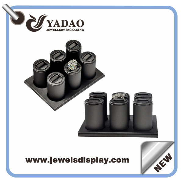 Black leather ring display stand for ring trays set made in China