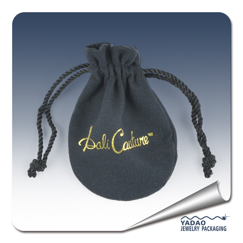 Black velvet pouch for jewelry shopping bag jewelry pouch with logo from China manufacturer