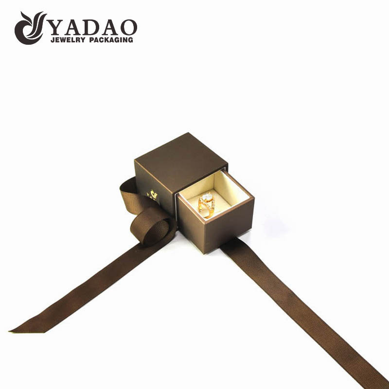 Caixa de embalagem de papel de embalagem da gaveta do papel do papel da fita da cor marrom