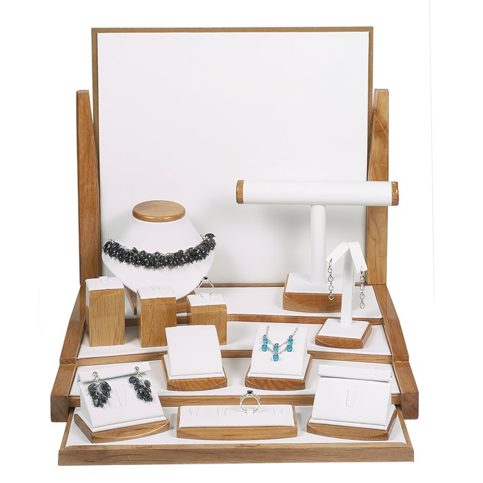 China factory of wholesale high end wooden jewellery exhibitor holder for jewelry tredeshow and exhibitions lacquer jewelry displays