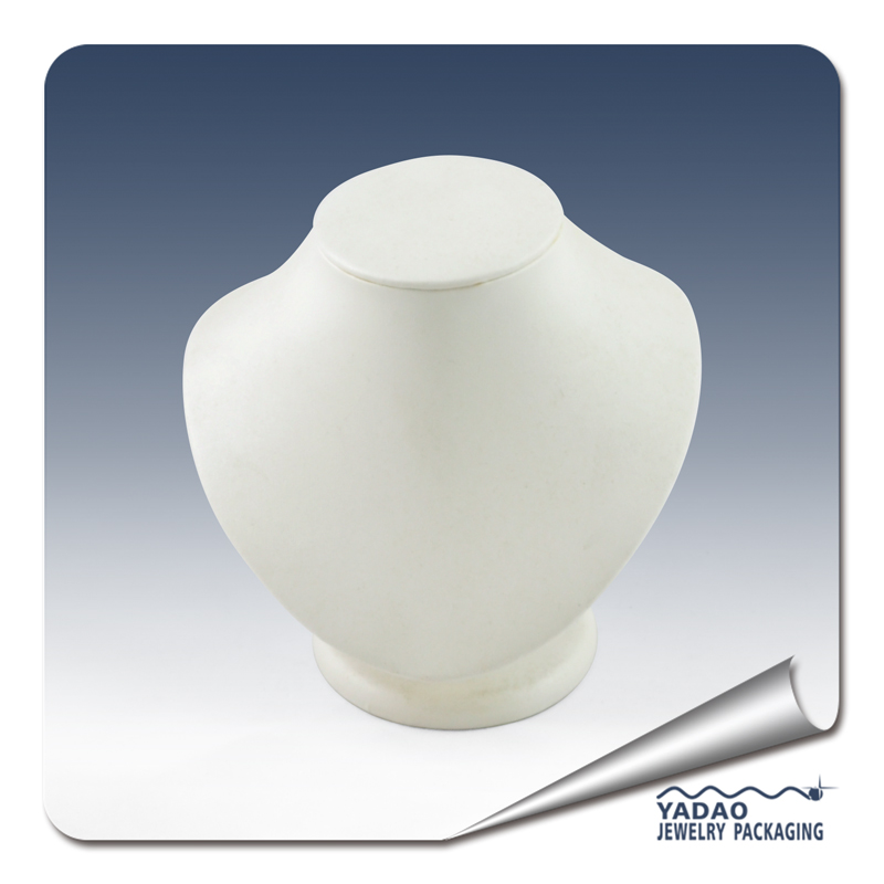 China jewelry display manufacturers good quality leather and wood bust and women figure for necklace display and showpiece exhibition used in jewelry shop and store counter