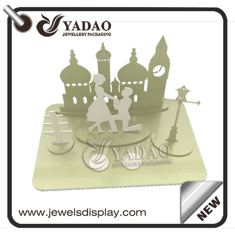 Chinese supplier customize acrylic window jewelry display set for Valentine's promotion