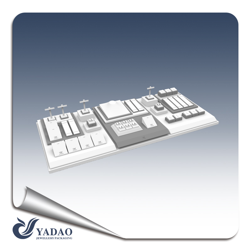 Classic and elegant leatherette jewelry display set with customized color and size suitable for your jewelry showroom and counter.