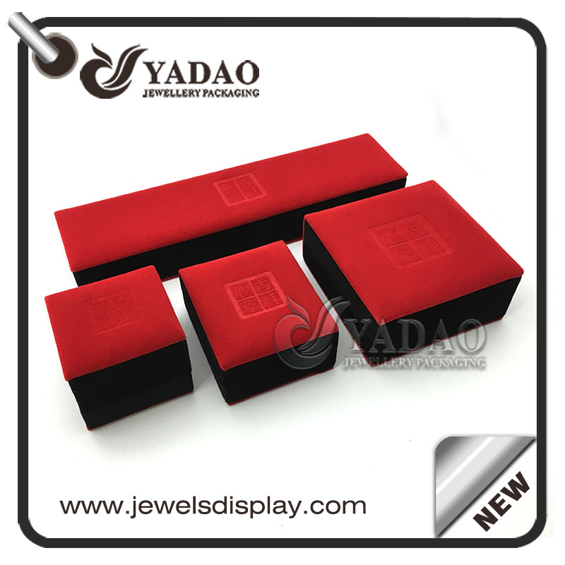 Custom classic design jewelry gift boxes with soft  flocking material