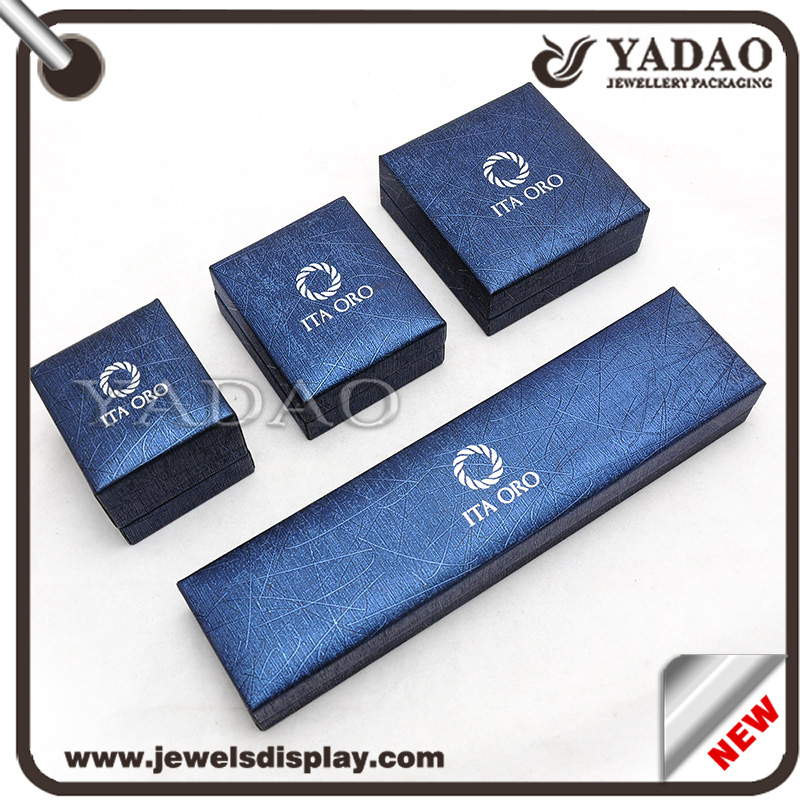 Custom logo silver hot stamping logo plastic boxes wrapped with high quality PU leather jewelry gift and Cosmetic packing box