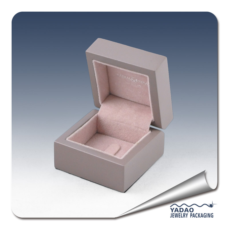 Custom made high end wooden matte ring box for diamond ring.