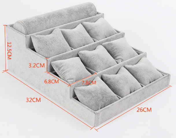 Custom made soft velvet bangle diaplay tray and watch display exhibitor made in Yadao.