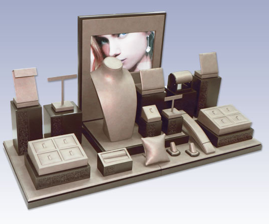 Customized design with logo printed for jewelry display, top counter display showcase with backboard. New Design!