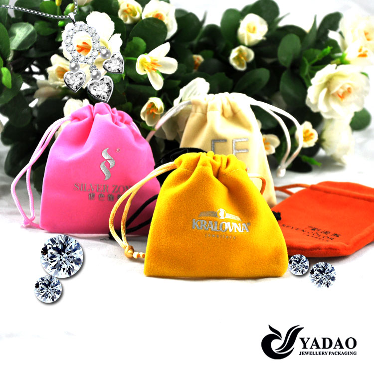 Customized logo Jewelry bags with cord ,Velvet pouch for jewelry packaging with wholesale price